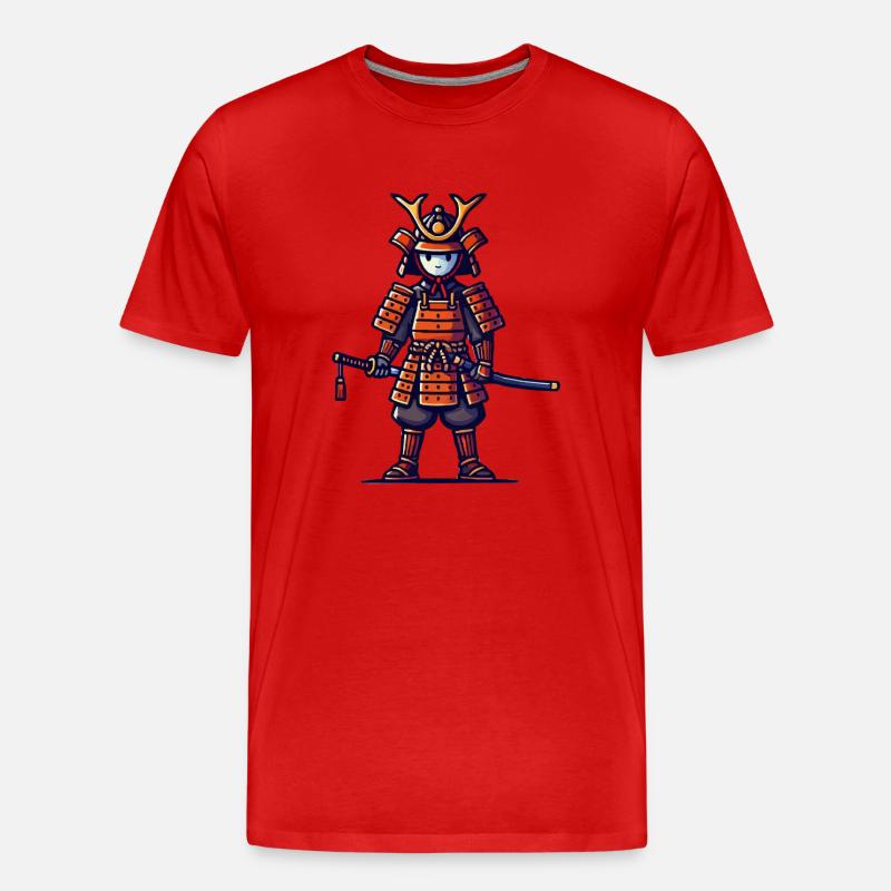 Samurai Comic - Männer Premium Bio T-Shirt - Rot