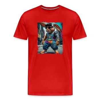 hip hop Rabbit rappeur - T-shirt bio Premium Homme - rouge - Devant - Damien (186cm)