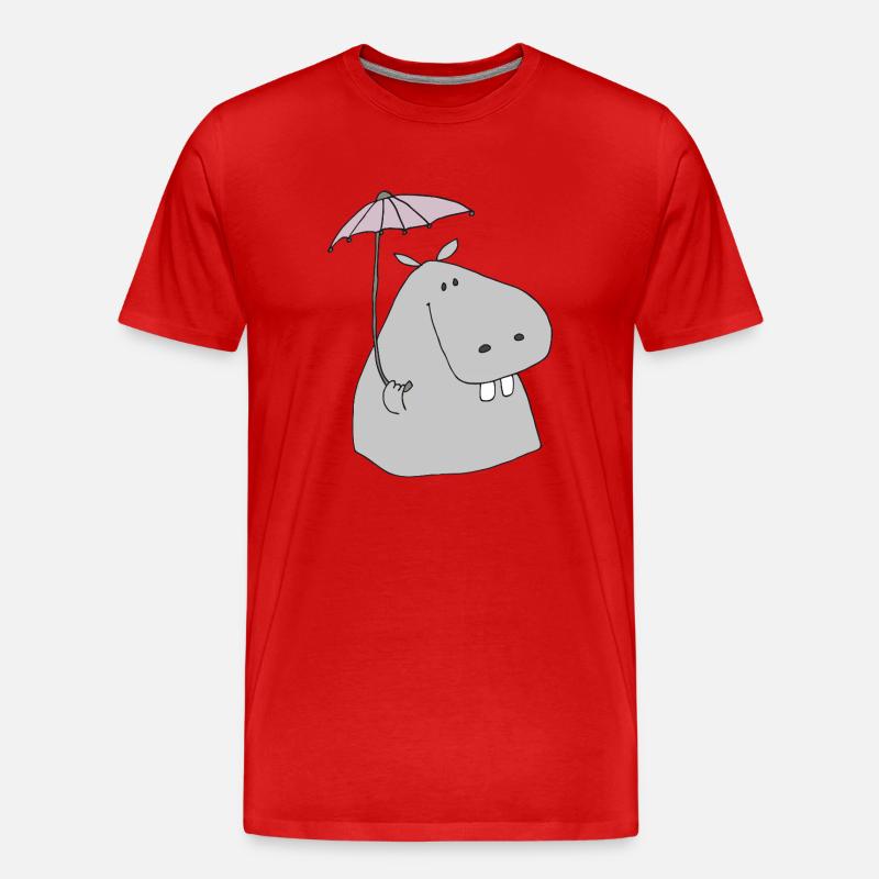 nilpferd mit schirm - Männer Premium Bio T-Shirt - Rot