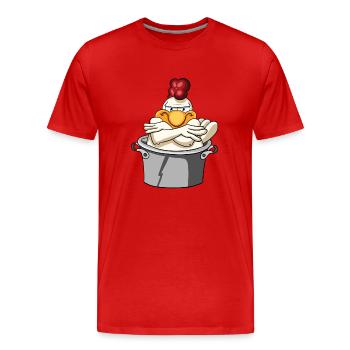 Chicken rooster poultry - Men's Premium Organic T-Shirt - red - Front - Damien (186cm)