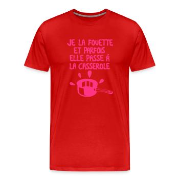 fouette parfois passe casserole humour - T-shirt bio Premium Homme - rouge - Devant - Damien (186cm)