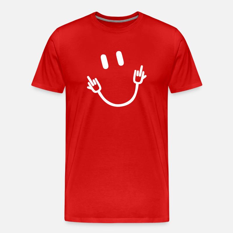 Lächeln Mittelfinger - Männer Premium Bio T-Shirt - Rot