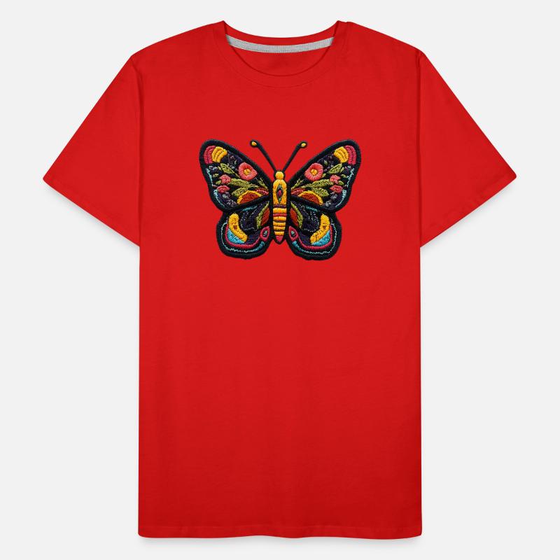 Papillon coloré en style broderie – Boho Patc T-shirt bio Premium Homme
