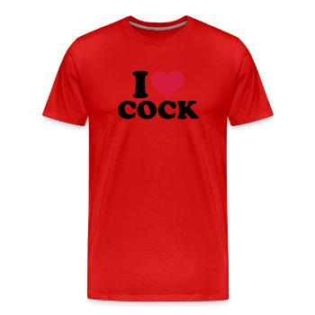 I love cock - Men's Premium Organic T-Shirt - red - Front - Damien (186cm)