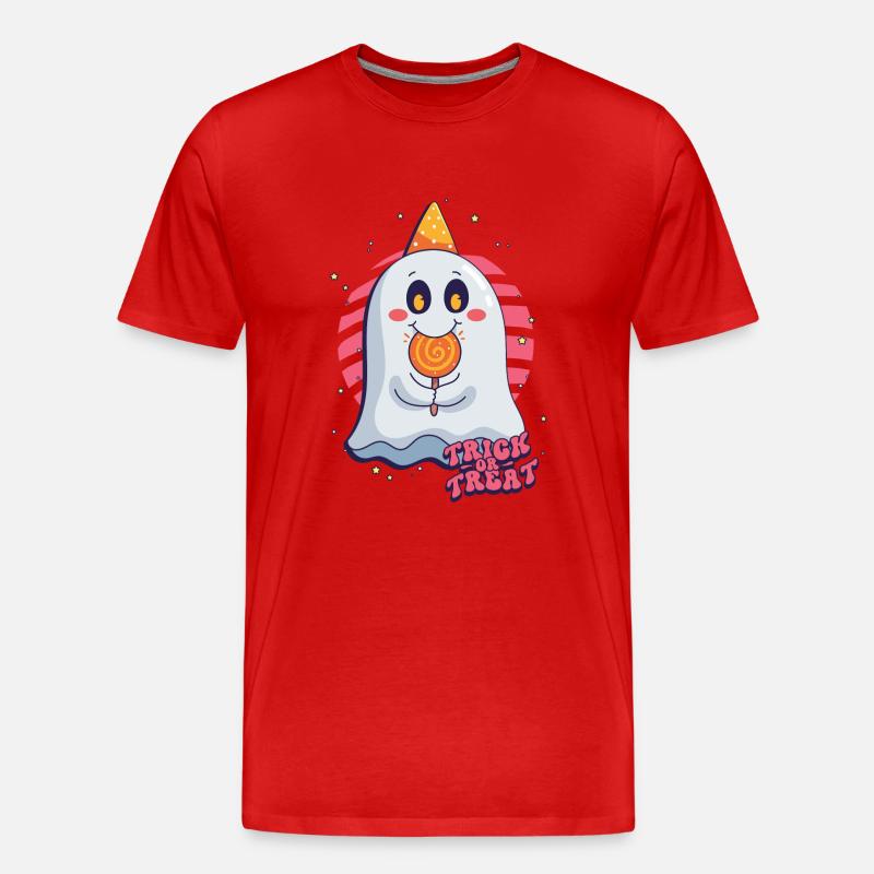 Süsses oder Saures Halloween Geist - Männer Premium Bio T-Shirt - Rot