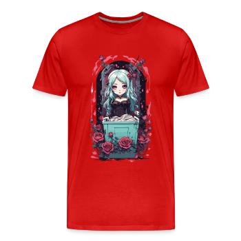 Anime Goth Chibi Vampire egirl Kawaii Design - Men's Premium Organic T-Shirt - red - Front - Damien (186cm)