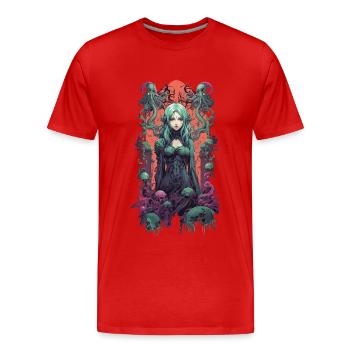 Goth Anime Girl Pastel Occult Underworld - Men's Premium Organic T-Shirt - red - Front - Damien (186cm)