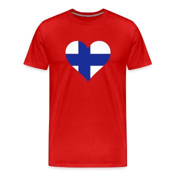 A heart for Finland - Men's Premium Organic T-Shirt - red - Front - Damien (186cm)