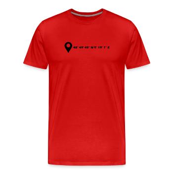 Waiblingen Koordinaten - Männer Premium Bio T-Shirt - Rot - Vorne - Damien (186cm)