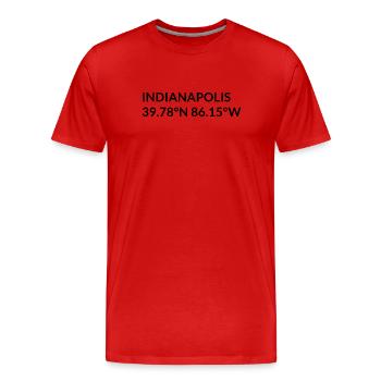 Coordonnées Indianapolis, Indiana, États-Unis - T-shirt bio Premium Homme - rouge - Devant - Damien (186cm)