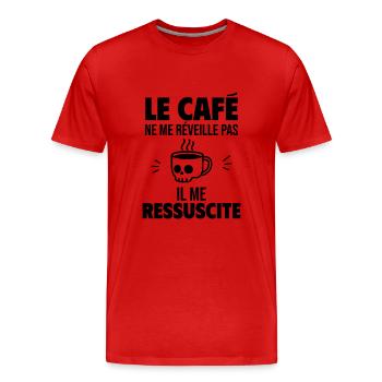 Le café me ressuscite - T-shirt bio Premium Homme - rouge - Devant - Damien (186cm)