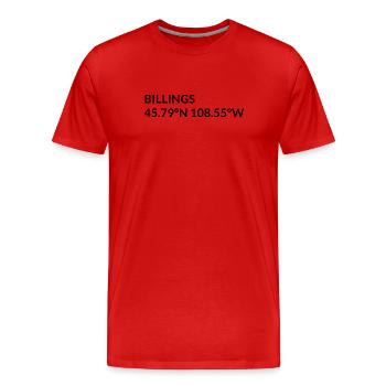 Billings Montana USA Koordinaten - Männer Premium Bio T-Shirt - Rot - Vorne - Damien (186cm)