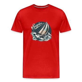 Segler segeln mit einem Segelboot - Männer Premium Bio T-Shirt - Rot - Vorne - Damien (186cm)