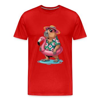 Capybara in den Sommerferien - Männer Premium Bio T-Shirt - Rot - Vorne - Damien (186cm)