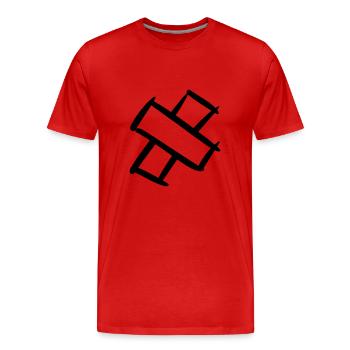 Pflasterkreuz. Pavement Cross. Wound plasters. - Men's Premium Organic T-Shirt - red - Front - Damien (186cm)