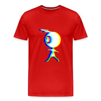 EDM - Alien - Glitch Rave Style - T-shirt bio Premium Homme - rouge - Devant - Damien (186cm)