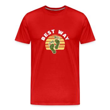 Freedom Steps: Best Way im Sunset - Männer Premium Bio T-Shirt - Rot - Vorne - Damien (186cm)