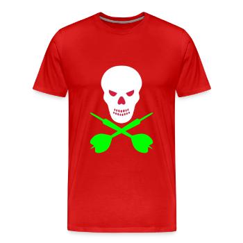 Schädel und überkreuzte Dartpfeile - Männer Premium Bio T-Shirt - Rot - Vorne - Damien (186cm)