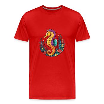 Sea horse - Men's Premium Organic T-Shirt - red - Front - Damien (186cm)