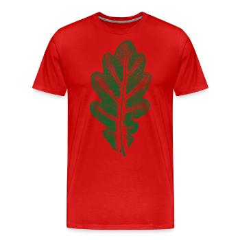 Vert Feuille de Chêne - Monocolore - Feuille/Chêne/ Arbre - T-shirt bio Premium Homme - rouge - Devant - Damien (186cm)