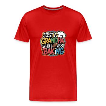 Grandpa is a baker, our grandpa likes to bake - Men's Premium Organic T-Shirt - red - Front - Damien (186cm)