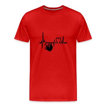 La ligne de cœur / battement du cœur avec paresseux - T-shirt bio Premium Homme - rouge - Devant - Damien (186cm)