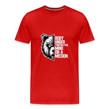 Corps en construction - L’ en mission - T-shirt bio Premium Homme - rouge - Devant - Damien (186cm)