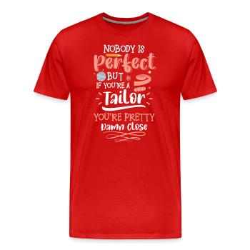 Nähen Faden Näher Maßschneider - Männer Premium Bio T-Shirt - Rot - Vorne - Damien (186cm)