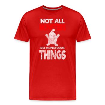 Famille de créatures d’horreur - T-shirt bio Premium Homme - rouge - Devant - Damien (186cm)