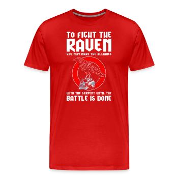 Crow Germanic Runes - Men's Premium Organic T-Shirt - red - Front - Damien (186cm)