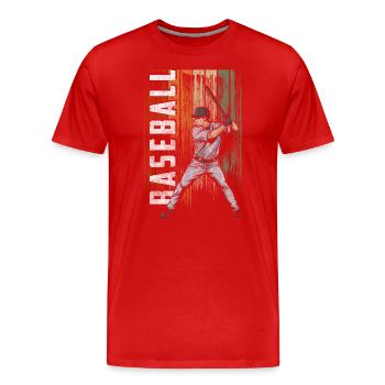 Baseball Ball Player Pitching - Men's Premium Organic T-Shirt - red - Front - Damien (186cm)