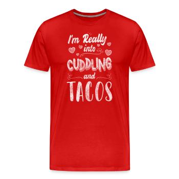 Partenaire relationnel Tendresse câline - T-shirt bio Premium Homme - rouge - Devant - Damien (186cm)