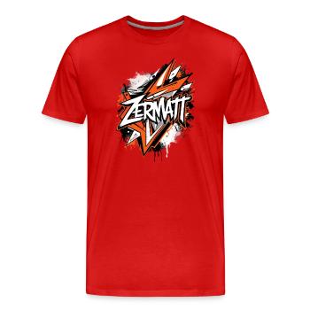 Zermatt Suisse Graffiti en orange – Design urbain - T-shirt bio Premium Homme - rouge - Devant - Damien (186cm)