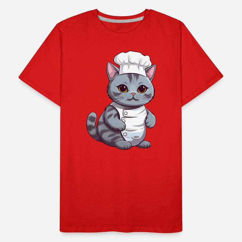 Cute Siamese Cat Chef Comic Design Men's Premium Organic T-Shirt