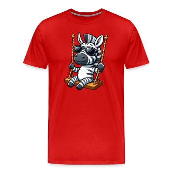 Mignon zèbre balançoire aire de jeux dessin animé - T-shirt bio Premium Homme - rouge - Devant - Damien (186cm)