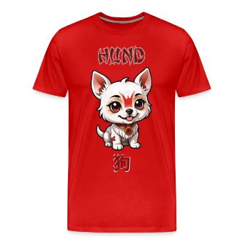 Chien - Astrologie - T-shirt bio Premium Homme - rouge - Devant - Damien (186cm)