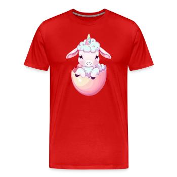 Agneau licorne dans la conception imaginative de mouton à l’œuf - T-shirt bio Premium Homme - rouge - Devant - Damien (186cm)