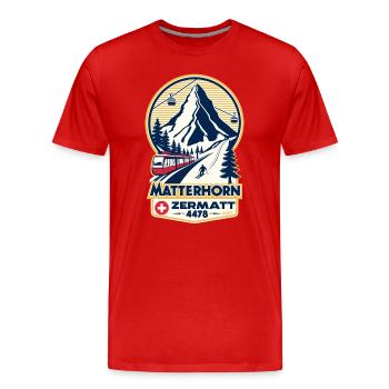 Matterhorn Zermatt 4478 – Vintage Retro Skiing - Men's Premium Organic T-Shirt - red - Front - Damien (186cm)