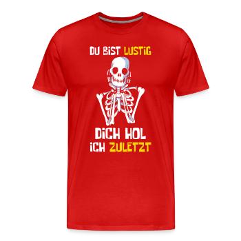 Schwarzer Humor Halloween - Männer Premium Bio T-Shirt - Rot - Vorne - Damien (186cm)