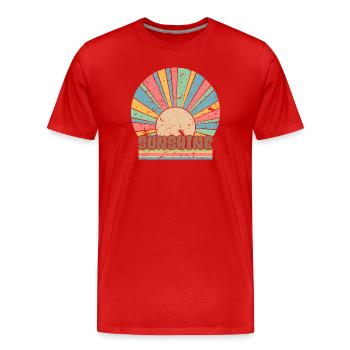 Retro Sunshine Rainbow Sommerurlaub Reisegeschenk - Männer Premium Bio T-Shirt - Rot - Vorne - Damien (186cm)