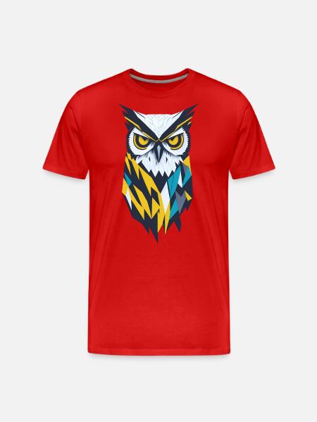Geometric Owl - Men's Premium Organic T-Shirt - red