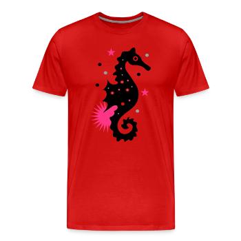 Sea horse - Men's Premium Organic T-Shirt - red - Front - Damien (186cm)
