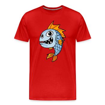 Piranha Poisson Piranhas Mer Dangereux Cadeau - T-shirt bio Premium Homme - rouge - Devant - Damien (186cm)