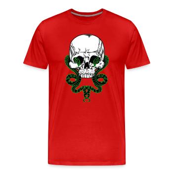 Skull with two snakes - Men's Premium Organic T-Shirt - red - Front - Damien (186cm)