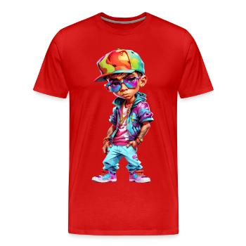 Cooler Teenager - Männer Premium Bio T-Shirt - Rot - Vorne - Damien (186cm)