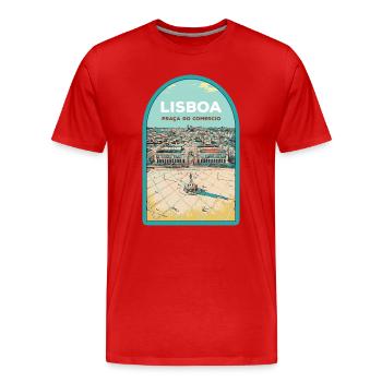 Illustration Commerce Square, Lisbon - Men's Premium Organic T-Shirt - red - Front - Damien (186cm)