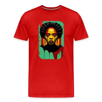 Porträt Schwarze Frau Tropfen Farben - Männer Premium Bio T-Shirt - Rot - Vorne - Damien (186cm)