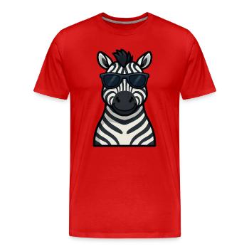 Cooles Zebra mit Sonnenbrille im Sommer zufrieden - Männer Premium Bio T-Shirt - Rot - Vorne - Damien (186cm)