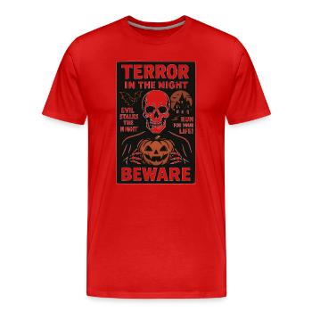 Night Horror Halloween Design - Men's Premium Organic T-Shirt - red - Front - Damien (186cm)