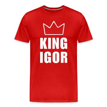Igor Name mit Buchstabe I - Königskrone Shirt - Männer Premium Bio T-Shirt - Rot - Vorne - Damien (186cm)